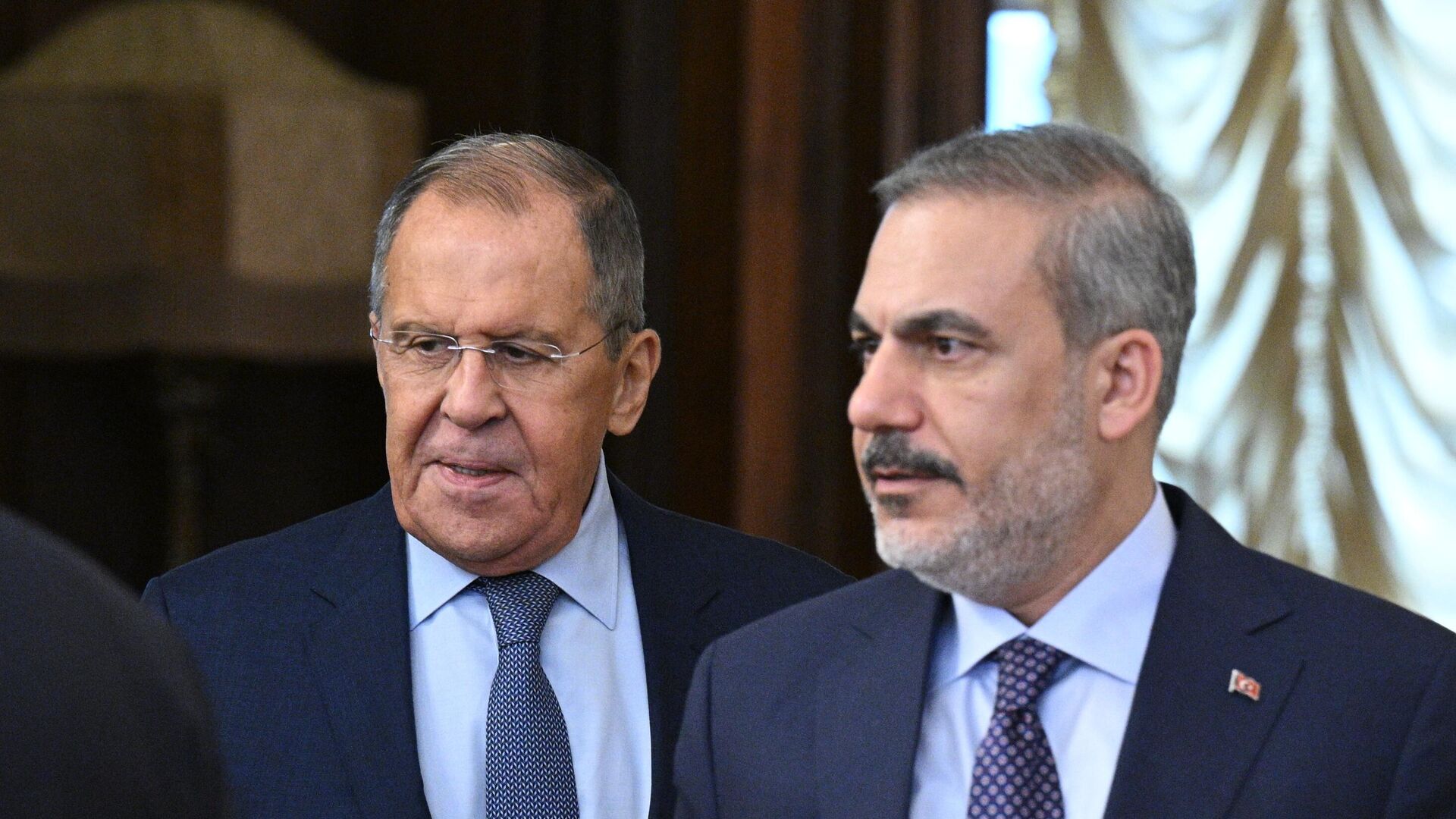 Встреча министров иностранных дел России и Турции Лаврова и Фидана в Москве